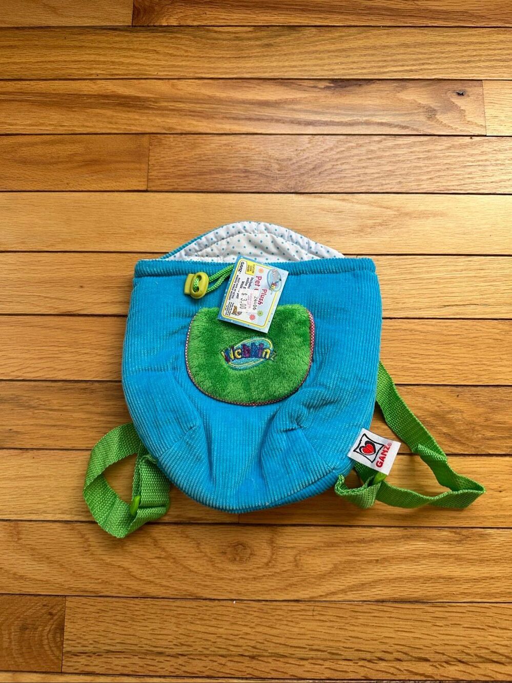 NWT Ganz Webkinz Plush Pet Backpack Carrier Corduroy